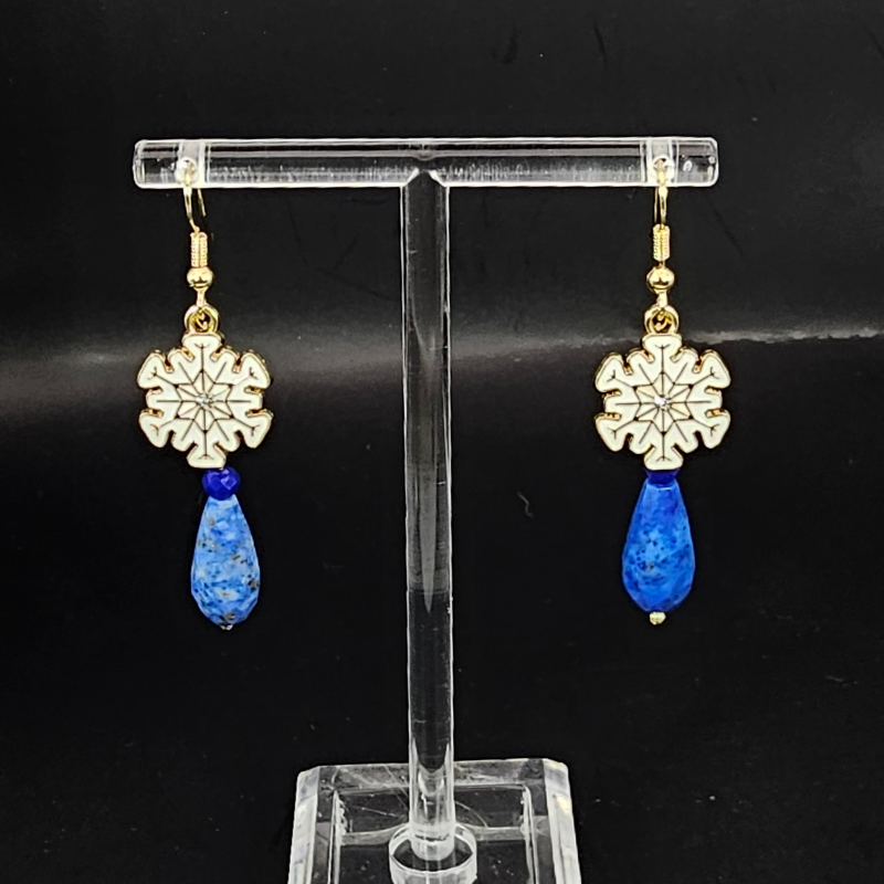 Snowflake Holiday Dangle Earrings – Lapis Lazuli