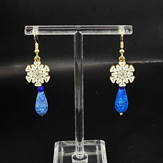 Snowflake Holiday Dangle Earrings – Lapis Lazuli