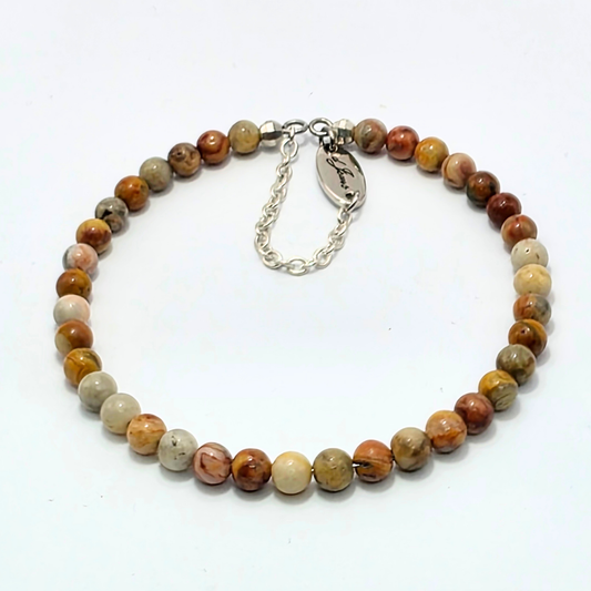 Crazy Lace Agate 4mm Single Strand Bracelet