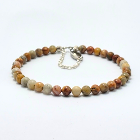 Crazy Lace Agate 4mm Single Strand Bracelet