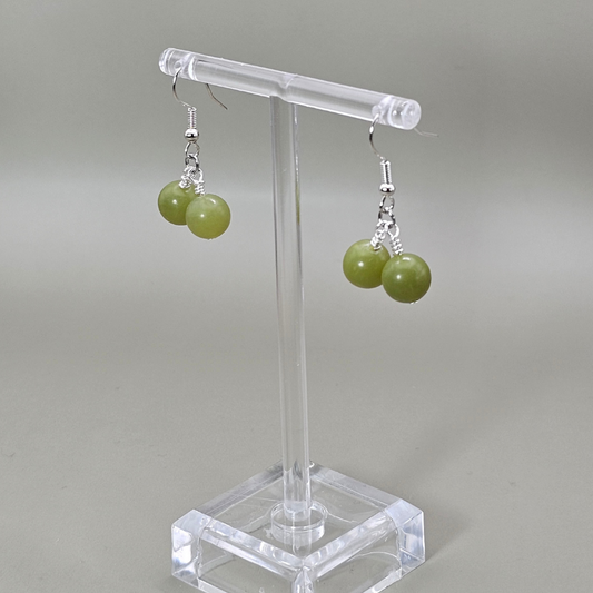 Taiwan Jade Drop Earrings- Silver