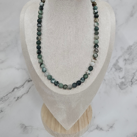 Matte Tree Agate Necklace - Artemis