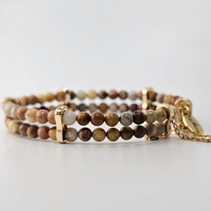 Crazy Lace Agate 4mm Double Strand Bracelet