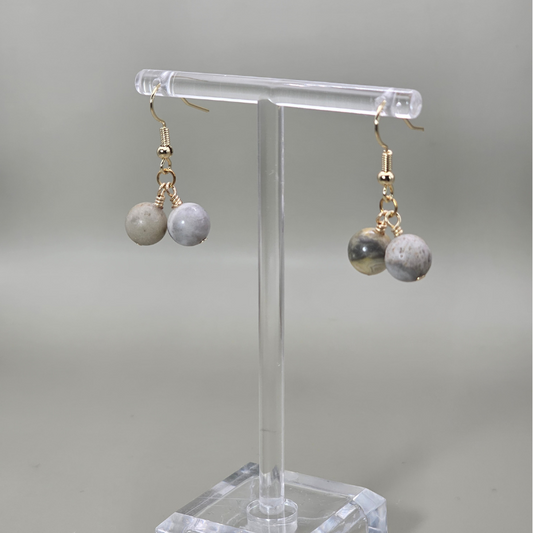 Crazy Lace Agate Drop Earrings- Gold
