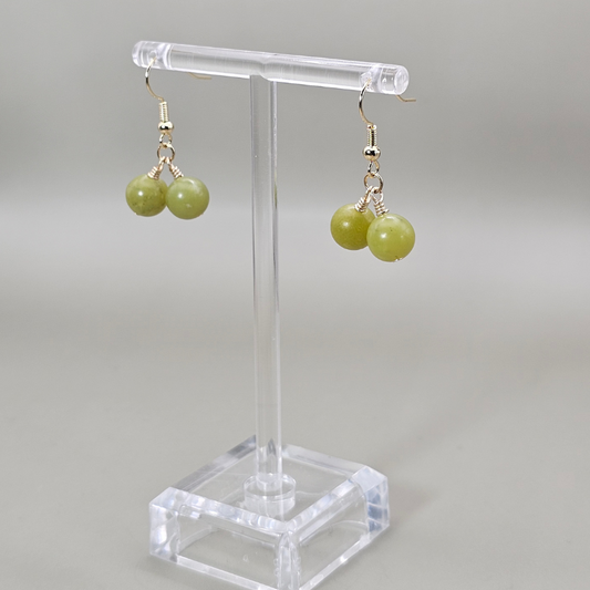 Taiwan Jade Drop Earrings- Gold