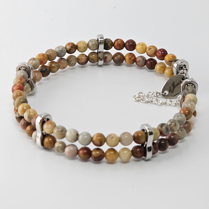 Crazy Lace Agate 4mm Double Strand Bracelet