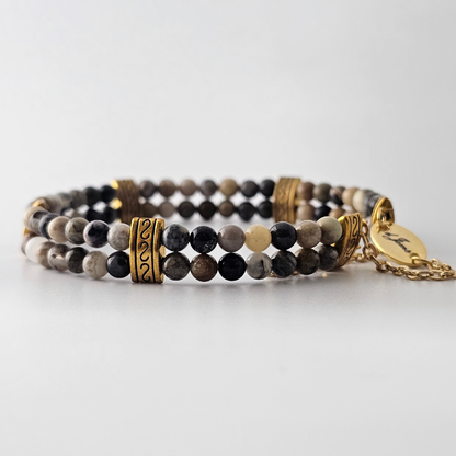 Crazy Lace Agate Silver 4mm Double Strand Bracelet