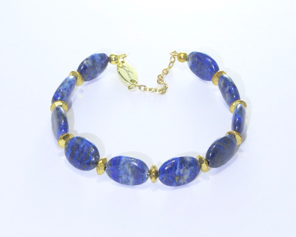 Lapis Lazuli Oval Bracelet with Spacers 5mm
