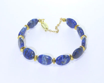 Lapis Lazuli Oval Bracelet with Spacers 5mm