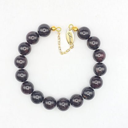 Garnet 10mm Single Strand Bracelet