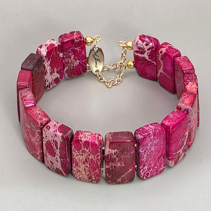 Crimson Imperial Jasper Rectangle Bangle Bracelet