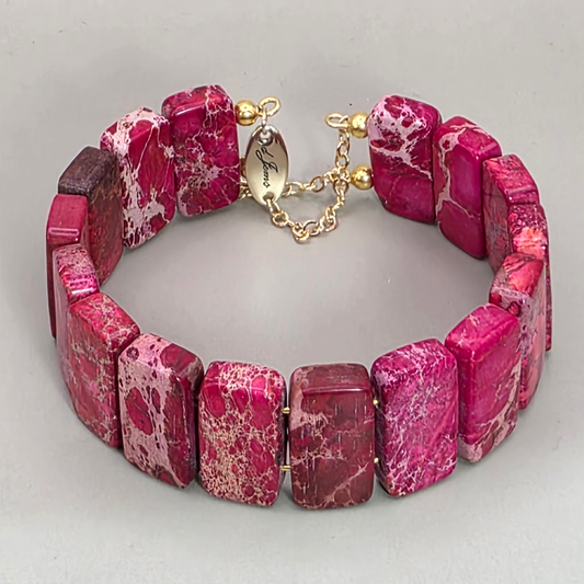 Crimson Imperial Jasper Rectangle Bangle Bracelet