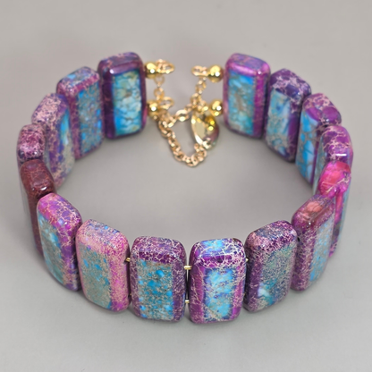 Purple Imperial Jasper Rectangle Bangle Bracelet