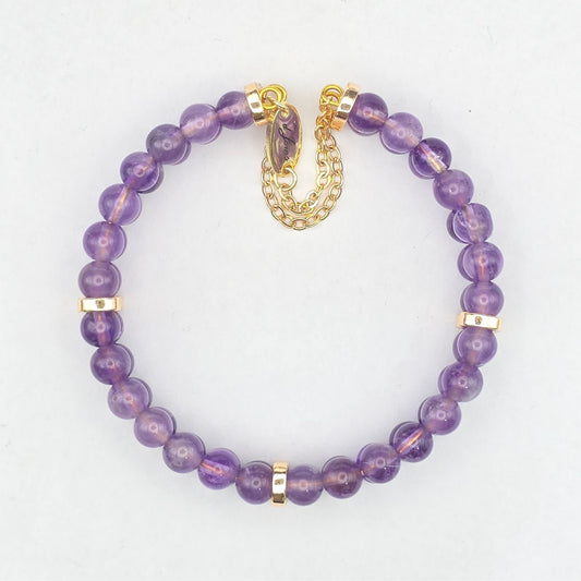Amethyst 6mm Double Strand Bracelet