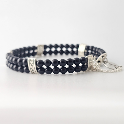 Black Onyx 4mm Double Strand Bracelet