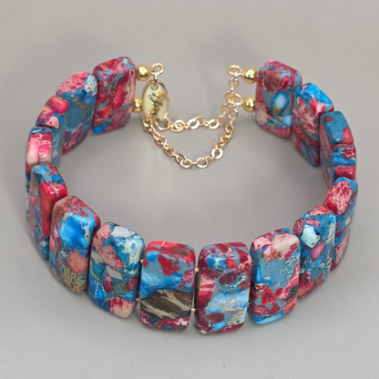 Imperial Colorful Jasper Rectangle Bangle Bracelet