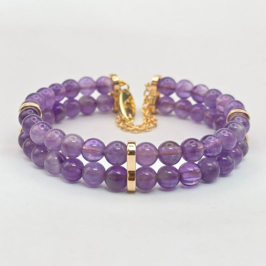 Amethyst 6mm Double Strand Bracelet