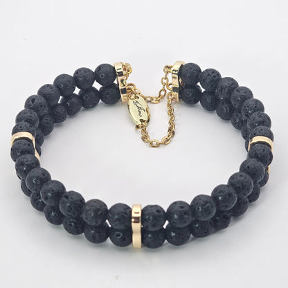 Black Lava Double Strand Bracelet