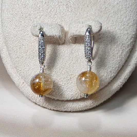 Citrine Drop Earring with Cubic Zirconia