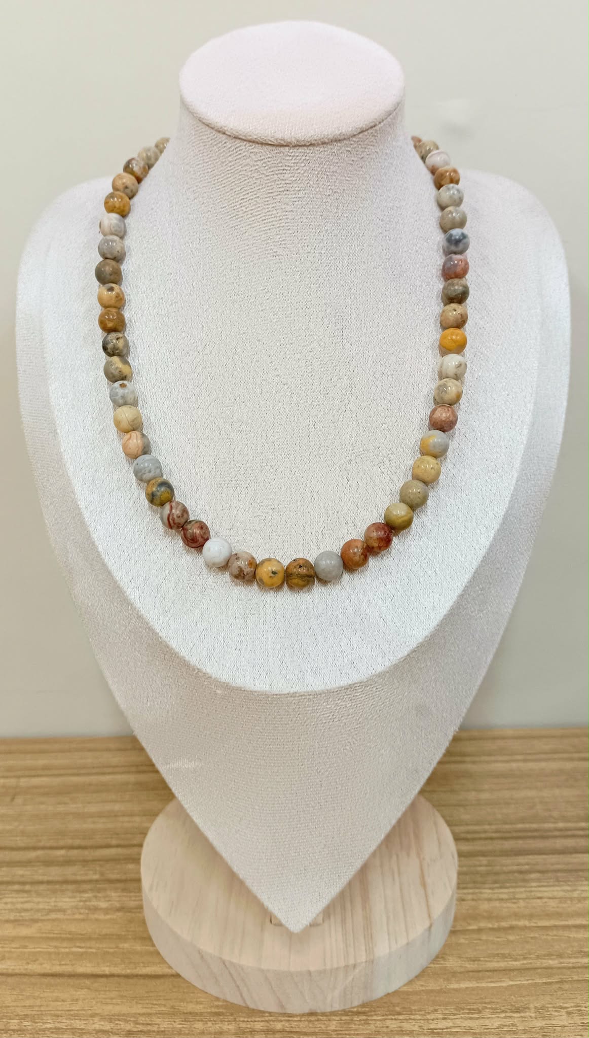 Crazy Lace Agate 8mm Reversible Necklace