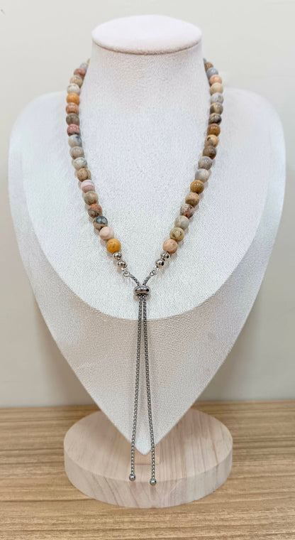 Crazy Lace Agate 8mm Reversible Necklace