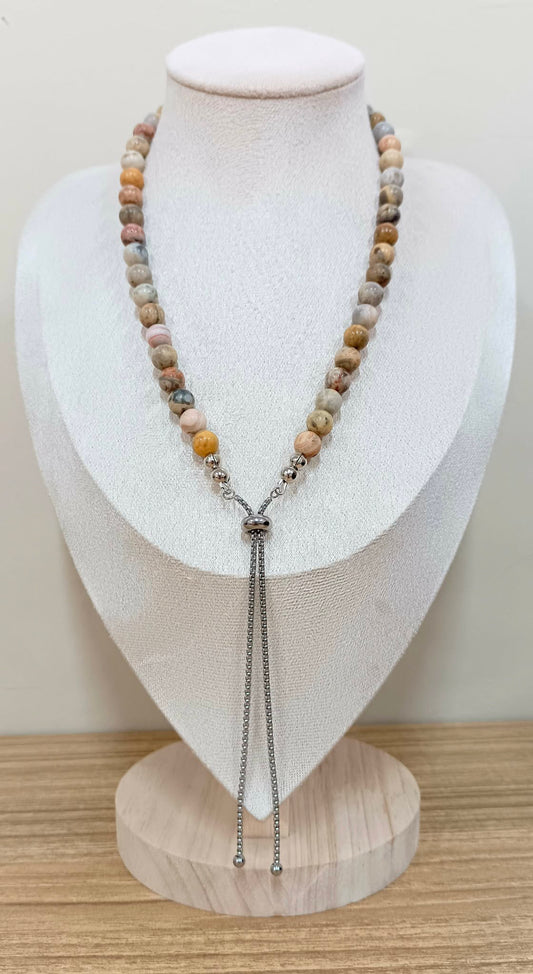 Crazy Lace Agate 8mm Reversible Necklace