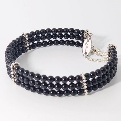 Black Onyx 4mm Triple Strand Bracelet