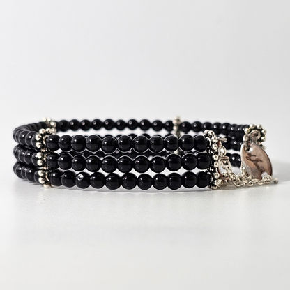 Black Onyx 4mm Triple Strand Bracelet