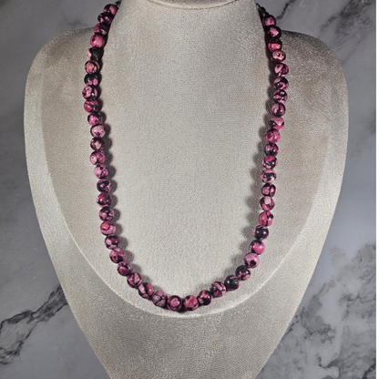 Dark Pink Howlite Necklace - Artemis