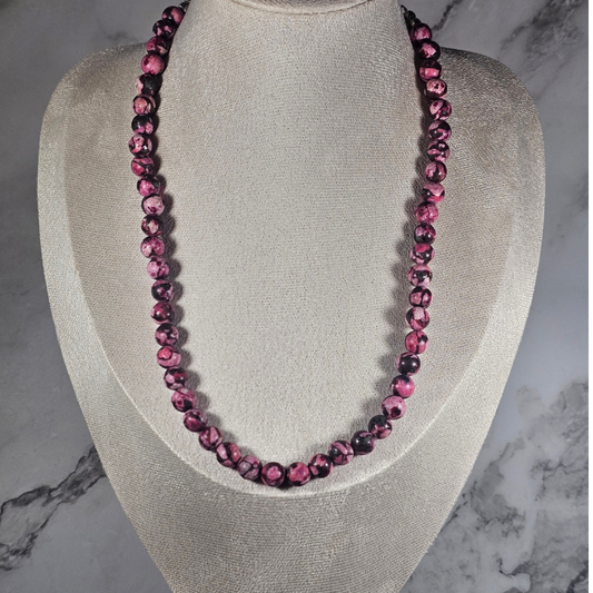 Dark Pink Howlite Necklace - Artemis