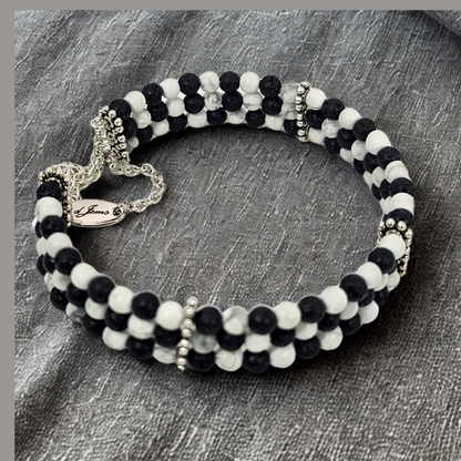 Black Lava & Howlite 4mm Triple-Strand Bracelet