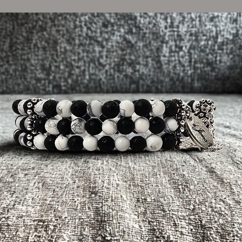 Black Lava & Howlite 4mm Triple-Strand Bracelet