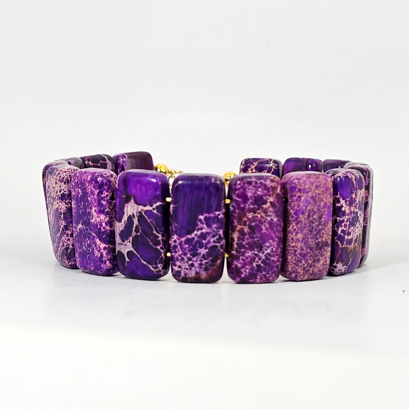 Indigo Imperial Jasper Bangle Bracelet- Gold