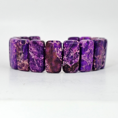 Indigo Imperial Jasper Bangle Bracelet- Silver