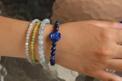 Lapis Lazuli Rose Charmed Bracelet- Gold