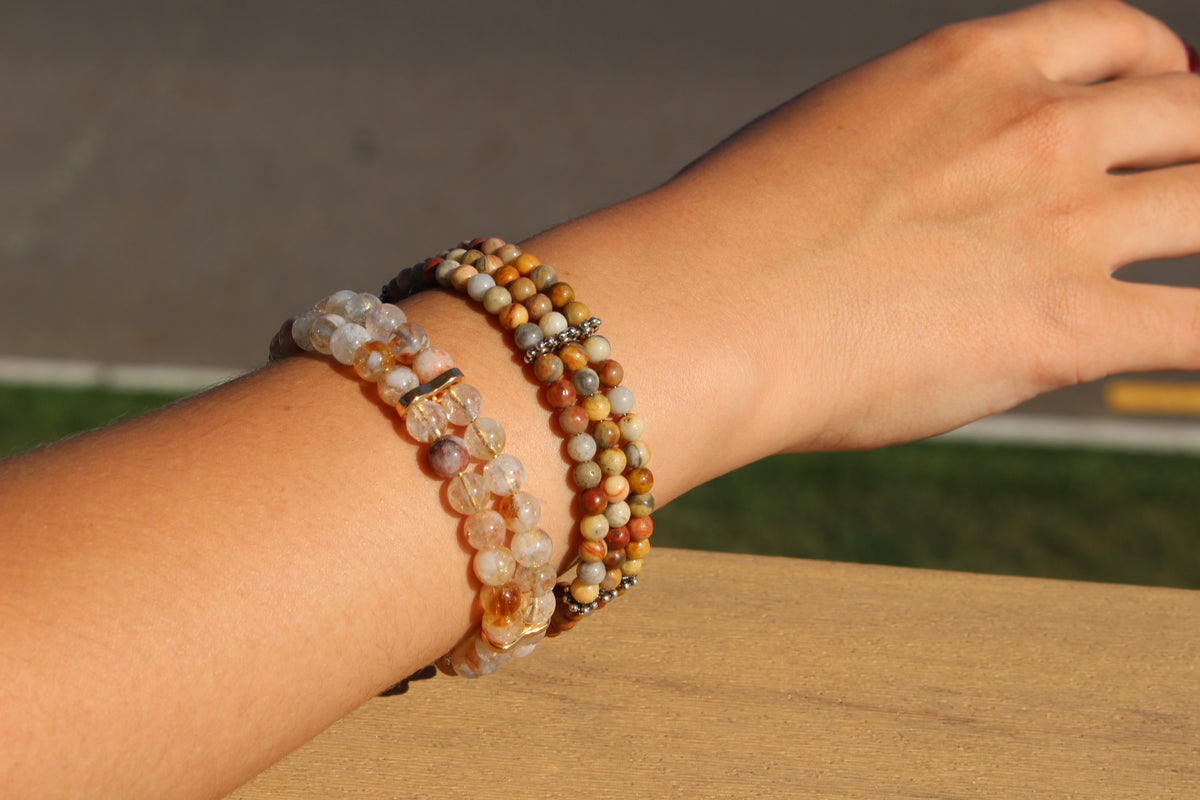 Crazy Lace Agate 4mm Triple Strand Bracelet