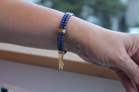 Blue Tiger's Eye 4mm Double Strand Bracelet