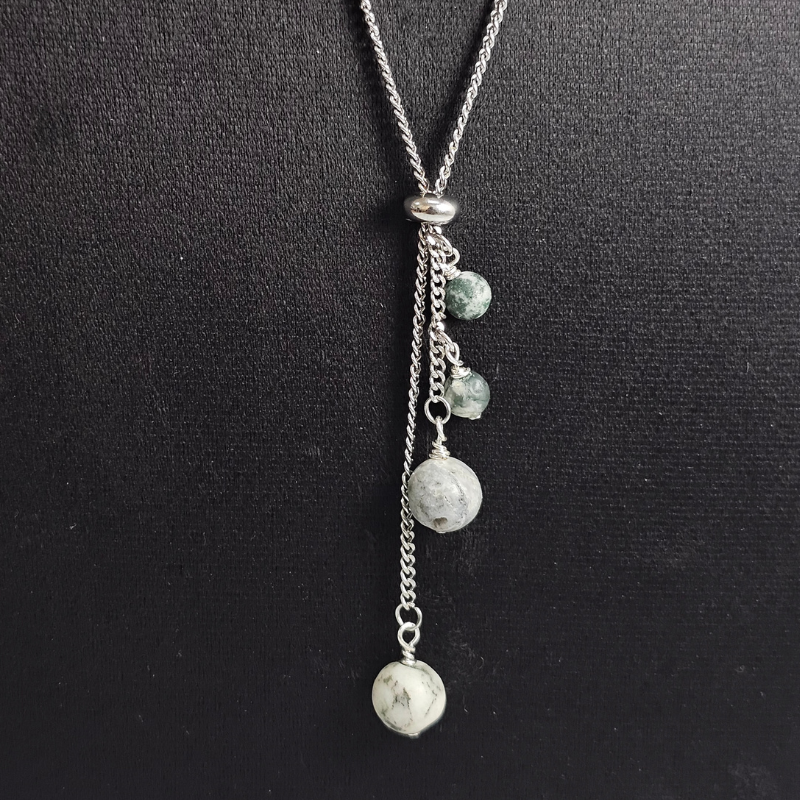 Matte Tree Agate Necklace- Athena