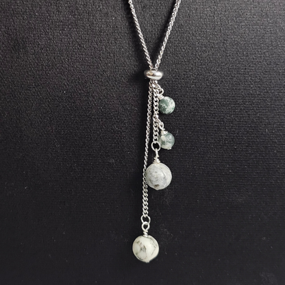 Matte Tree Agate Necklace- Athena