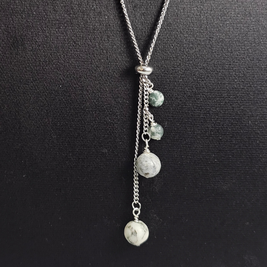 Matte Tree Agate Necklace- Athena