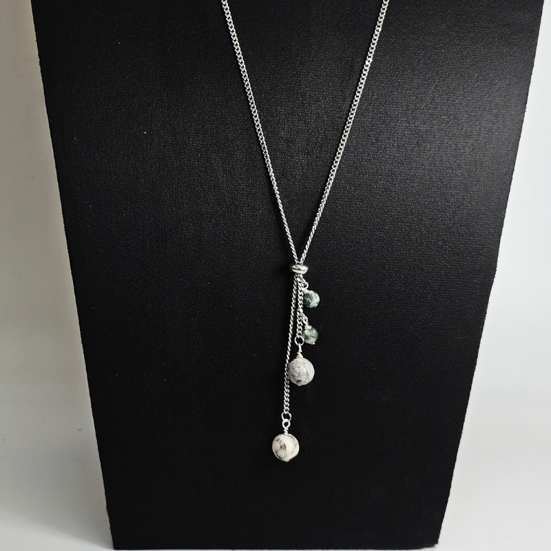 Matte Tree Agate Necklace- Athena