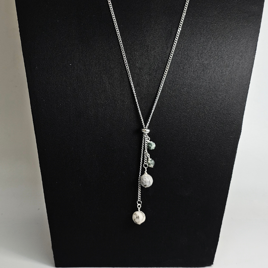 Matte Tree Agate Necklace- Athena