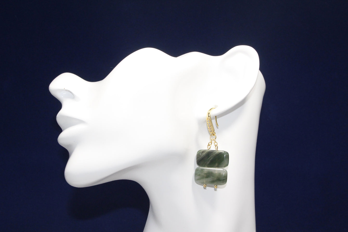 Seraphinite Rectangular Dangle Earrings Gold – The "Stone of Angels" | Healing & Growth