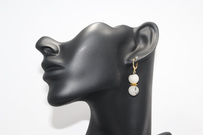 Tourmalated Quartz Drop Earrings w/ Accent- Gold