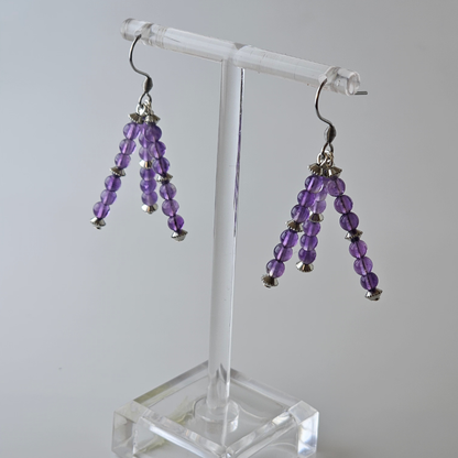 Triple Strand Earrings- Silver