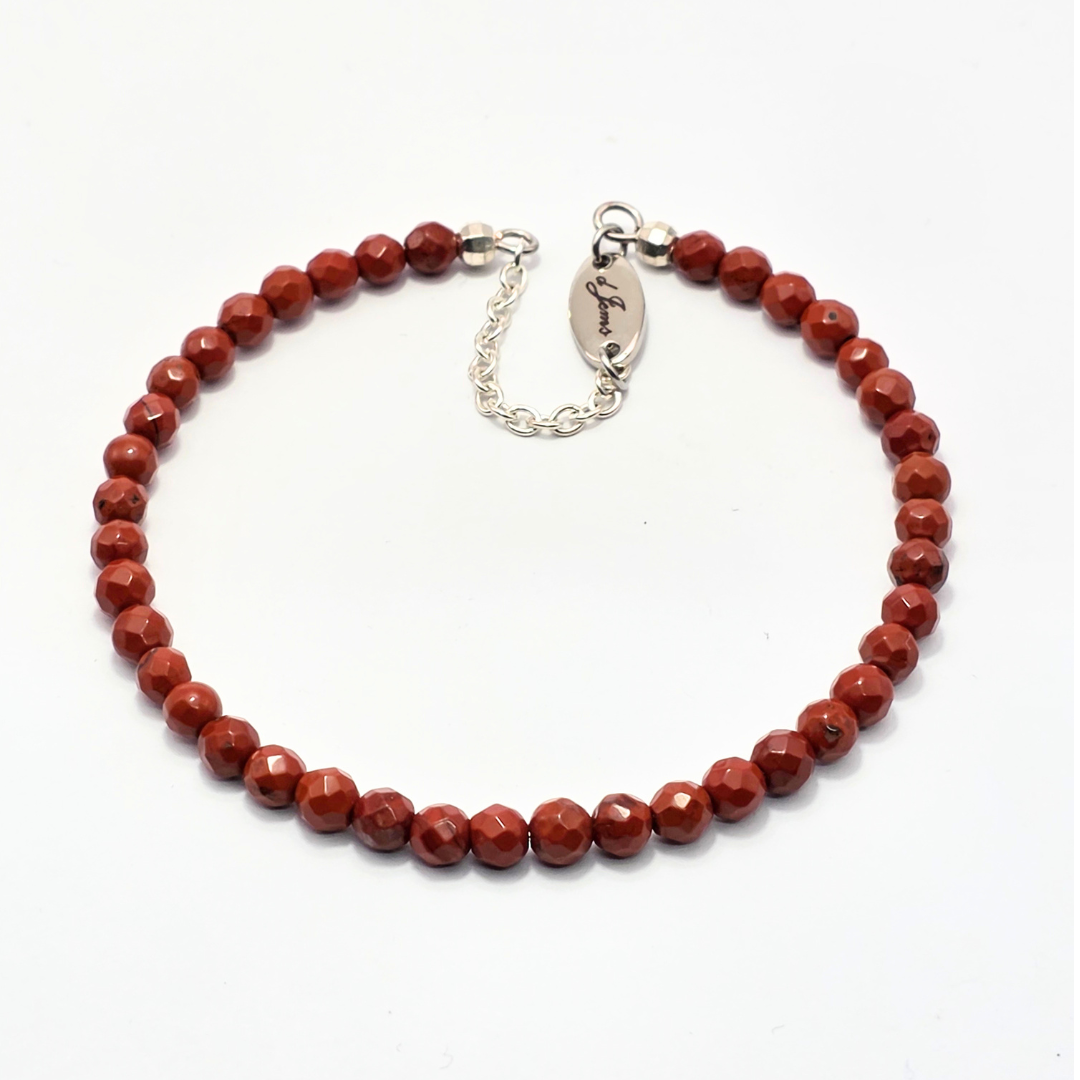 Red Jasper Facetted 4mm Single Strand Bracelet