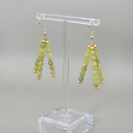 Taiwan Jade Triple Strand Dangle- Gold