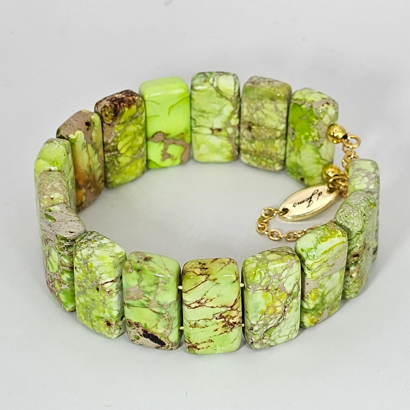 Yellow Imperial Jasper Bangle Bracelet- Gold